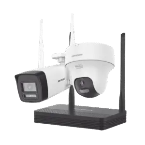 Kit IP Inalámbrico 2 Megapíxel / NVS 4 Canales / 1 Cámara Bala Exterior + 1 Cámara Turret Interior con Lente 2.8 mm y Dual Light / Audio Bidireccional (Micrófono y Bocina) / Soporta Micro SD  NKS422W02H