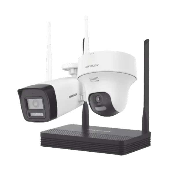 Kit IP Inalámbrico 2 Megapíxel / NVS 4 Canales / 1 Cámara Bala Exterior + 1 Cámara Turret Interior con Lente 2.8 mm y Dual Light / Audio Bidireccional (Micrófono y Bocina) / Soporta Micro SD  NKS422W02H